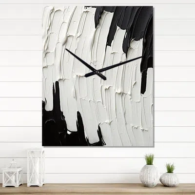 Design Art Momentary Spirit Black And White Abstract I - Abstract Painting Wall Clocks In Black;white