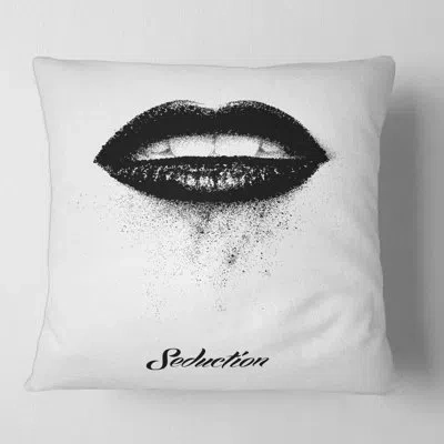 Design Art Monochrome Black Woman Lips - Modern Printed Pillow