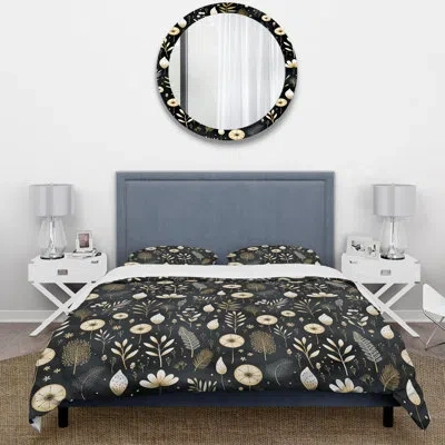 Design Art Monochrome Botanicas Iii - Plants Duvet Cover Set - Microfiber Polyester In Black;white
