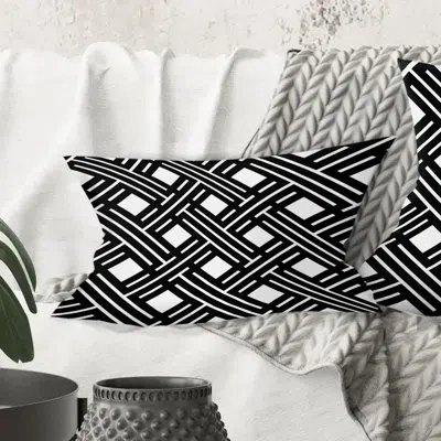 Design Art Monochrome Geometric Pattern Ii - Mid-century Modern Printed Throw Pillow
