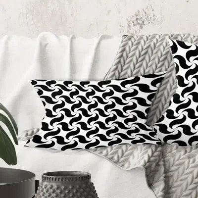Design Art Monochrome Geometric Pattern Iv - Mid-century Modern Printed Throw Pillow
