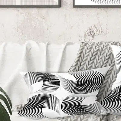 Design Art Monochrome Geometric Pattern Ix - Mid-century Modern Printed Throw Pillow