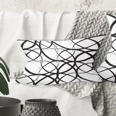 Design Art Monochrome Geometric Pattern - Mid-century Modern Printed Throw Pillow