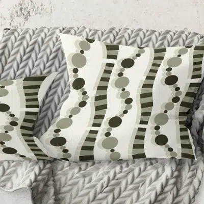 Design Art Monochrome Geometric Pattern Vi - Mid-century Modernprinted Throw Pillow In Gray