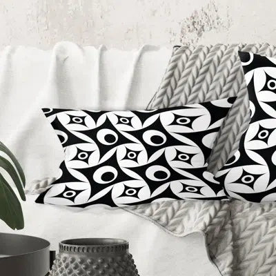 Design Art Monochrome Geometric Pattern Vii - Mid-century Modern Printed Throw Pillow