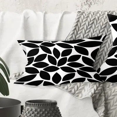 Design Art Monochrome Geometric Pattern Xii - Mid-century Modern Printed Throw Pillow