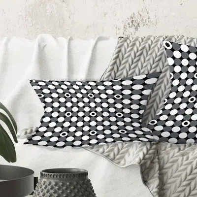 Design Art Monochrome Geometric Pattern Xiv - Mid-century Modern Printed Throw Pillow