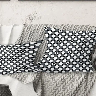 Design Art Monochrome Geometric Pattern Xiv - Mid-century Modern Printed Throw Pillow In Black