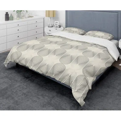 Design Art Monochrome Geometric X Mid-century Duvet Cover Set In Gray