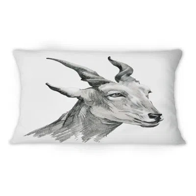 Design Art Monochrome Graphite Portrait Of A Goat -1 Traditional Printed Throw Pillow