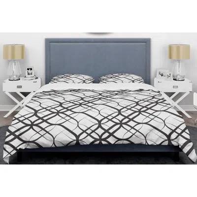 Design Art Monochrome  Iii Mid-century Duvet Cover Set In Black