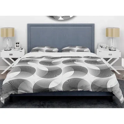 Design Art Monochrome  Ix Mid-century Duvet Cover Set In Black