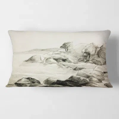 Design Art Monochrome Lake Shore Rectangular Pillow Cover & Insert