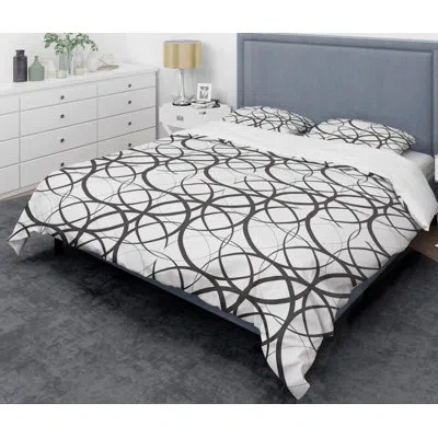 Design Art Monochrome  Mid-century Duvet Cover Set In Black