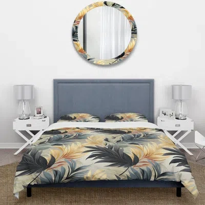 Design Art Monochrome Mirage Tropical Pattern Iii Bedding In Gray;peach