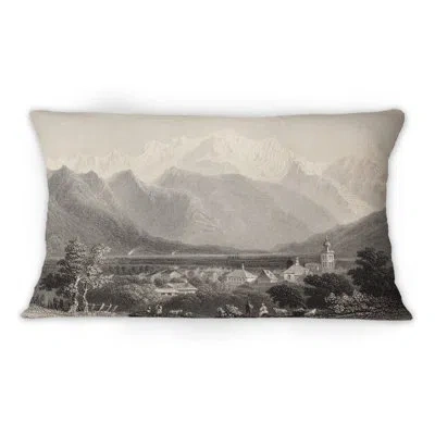 Design Art Monochrome Mont Blanc Mountain -1 Country Printed Throw Pillow