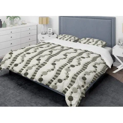 Design Art Monochrome  Vi Mid-century Duvet Cover Set In Gray