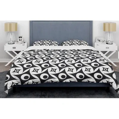 Design Art Monochrome  Vii Mid-century Duvet Cover Set In Black