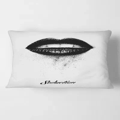 Design Art Monochrome Woman Lips Rectangular Pillow Cover & Insert