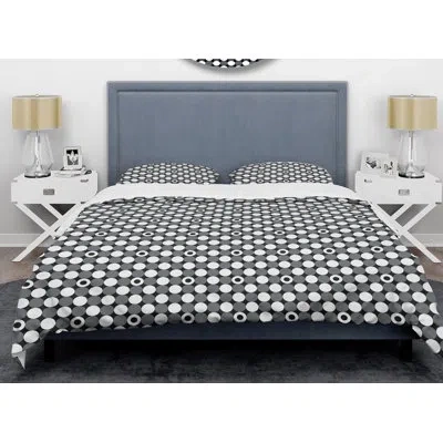 Design Art Monochrome  X Mid-century Duvet Cover Set In Black