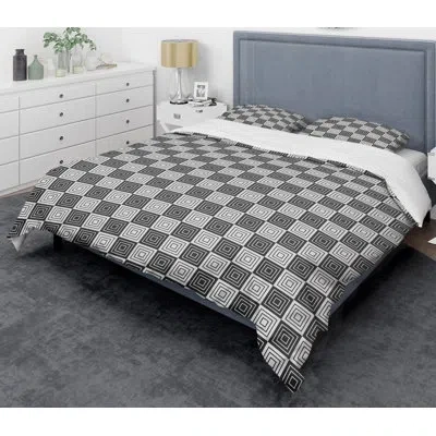 Design Art Monochrome  Xi Mid-century Duvet Cover Set In Gray