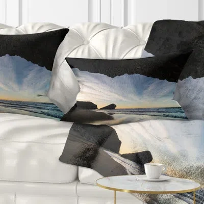 Design Art Monsul Beach During Sunset - Sea & Shore Printed Throw Pillow