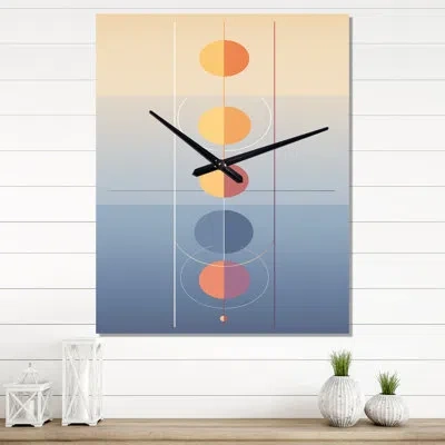 Design Art Moon Fases Circular Minimalism Pastel I - Modern Geometric Wall Clock Oversized In Blue;pink