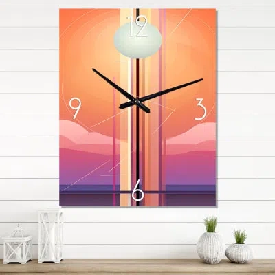 Design Art Moon Fases Circular Minimalism Pastel V - Modern Geometric Wall Clock In Blue;pink