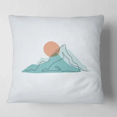 Design Art Moon Over Mountains Ii Square Pillow Cover & Insert In Blue