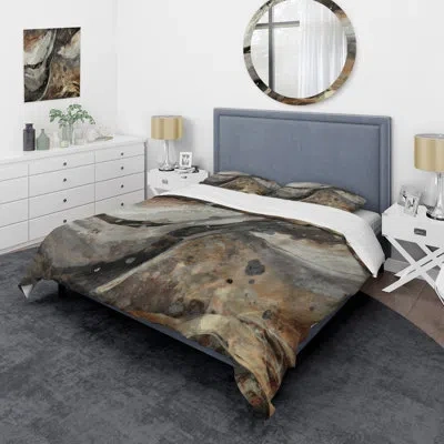 Design Art Morning Effervescence Ii Beddingmicrofiber / Polyester Duvet Cover Set In Gray;beige