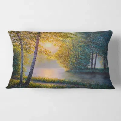 Design Art Morning Summer With Beautiful River Spring Forest Rectangular Pillow Cover & Insert