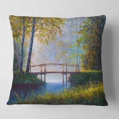 Design Art Morning Sunlight And The Awakening Spring Forest Square Pillow Cover & Insert In Green