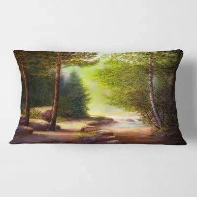 Design Art Morning Sunlight Through The Spring Trees Rectangular Pillow Cover & Insert