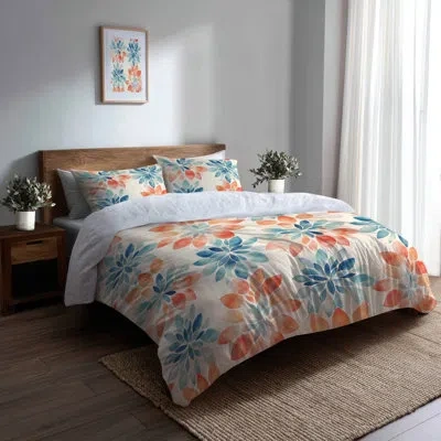 Design Art Moroccan Bedding Set Of 3 Pcs - Contemporary Boho Mandala Pastel Duvet Cover Set In Blue;red