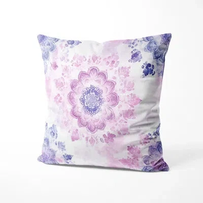Design Art Moroccan Throw Pillow - Contemporary Boho Boho Mandala Pastel Printed Cushion In White;purple