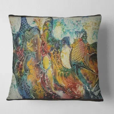 Design Art Mother With Child In Batik Square Pillow Cover And Insert In Blue