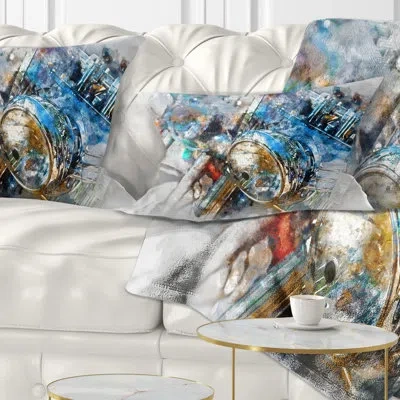 Design Art Motorcycle Headlight Watercolor - Others Printed Throw Pillow
