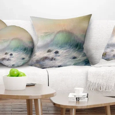 Design Art Mountains Of Waves - Sea & Shore Printed Pillow
