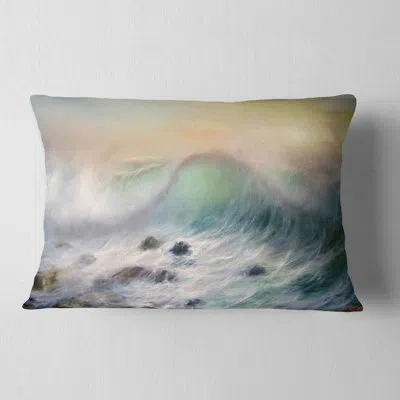 Design Art Mountains Of Waves - Sea & Shore Printed Throw Pillow
