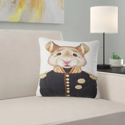 Design Art Mouse In Military Uniform - Animal Printed Pillow In Black;brown