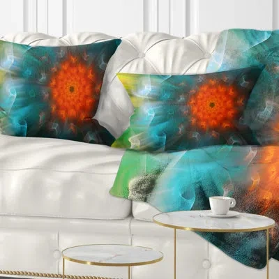 Design Art Multi Color Fractal Petals Dandelion - Floral Printed Throw Pillow