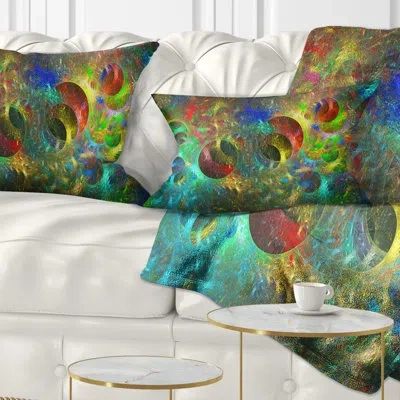 Design Art Multi Color Glowing Circles - Abstract Printed Pillow
