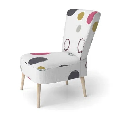 Design Art Multicolor Abstract Dot - Upholstered Patterned Accent Side Chair In White;multicolor