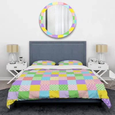 Design Art Multicolor Baby Patchwork Duvet Cover Set In Yellow,blue,green