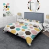 Design Art Multicolor Circle Pattern - Abstract Duvet Cover Set - Microfiber Polyester In Blue,white