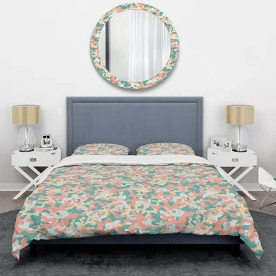 Design Art Multicolor Desert Camouflage - Abstract Duvet Cover Set - Microfiber Polyester In Blue