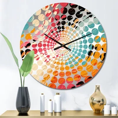 Design Art Multicolor Feather Fury - Abstract Wall Clock In Orange