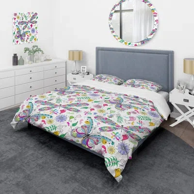 Design Art Multicolor Floral Paisley - Abstract Duvet Cover Set - Microfiber Polyester In Pink,green,yellow
