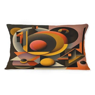 Design Art Multicolor Geometric Orange Shapes I - Abstract Geometric Printed Throw Pillow In Multi-color