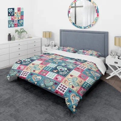 Design Art Multicolor Heart Patchwork - Patterned Duvet Cover Set